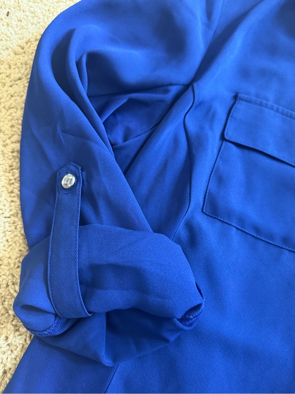 Peter Nygard Cobalt Blue Button-Front Blouse - Picture 3 of 5